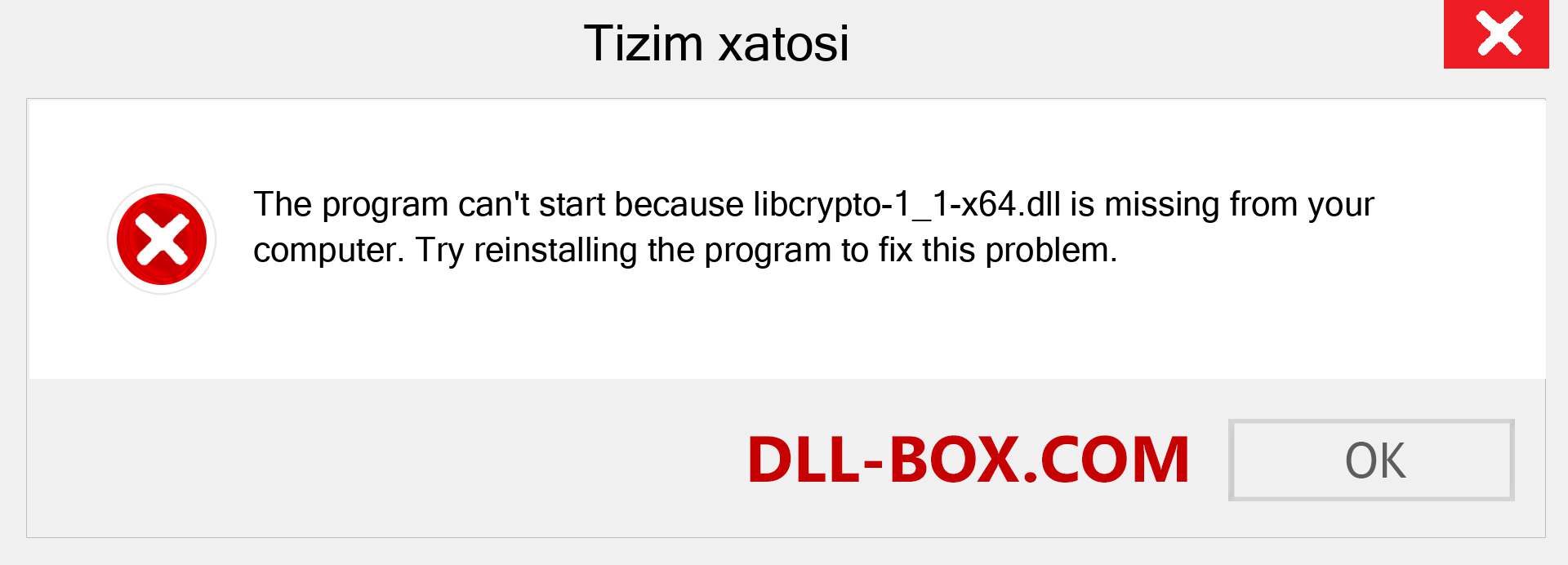libcrypto-1_1-x64.dll fayli yo'qolganmi?. Windows 7, 8, 10 uchun yuklab olish - Windowsda libcrypto-1_1-x64 dll etishmayotgan xatoni tuzating, rasmlar, rasmlar